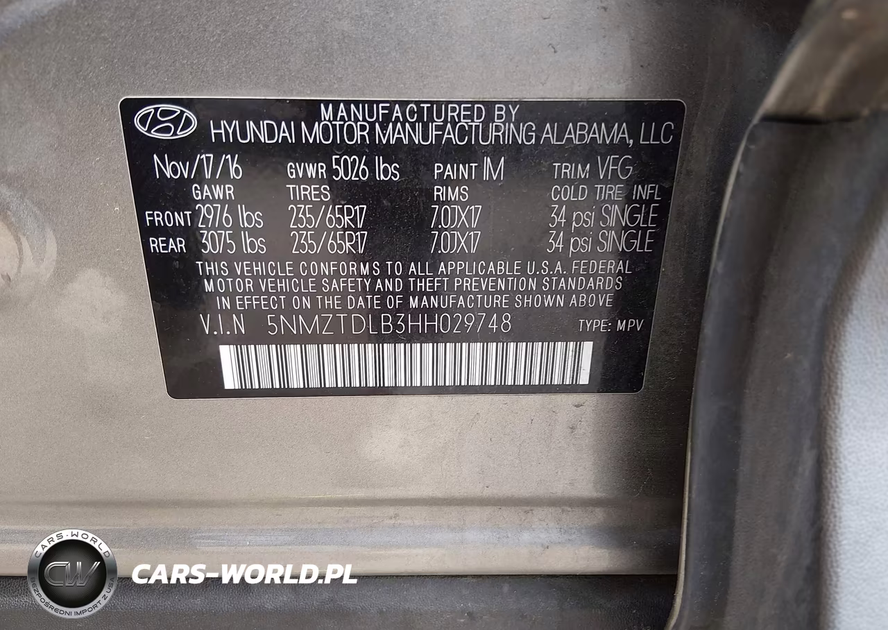 2017 Hyundai Santa Fe Sport 2.4L VIN:5NMZTDLB3HH029748 - 9