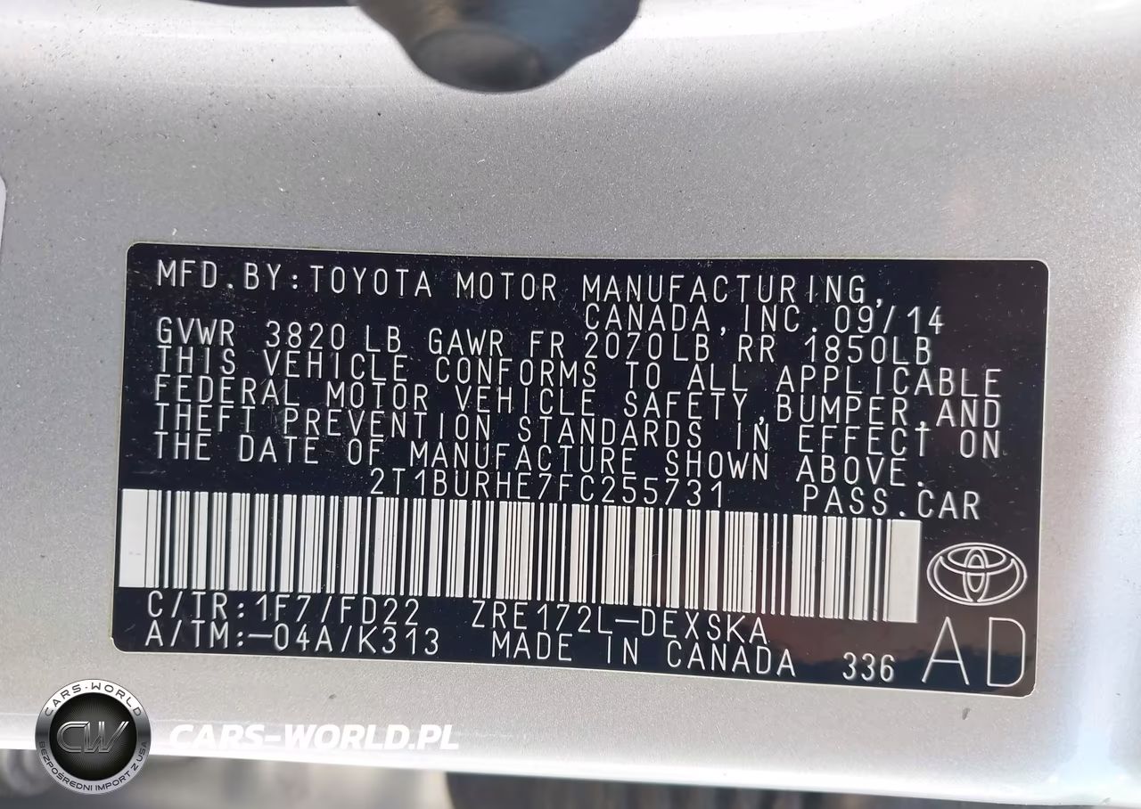 2015 Toyota Corolla S Plus VIN:2T1BURHE7FC255731 - 9