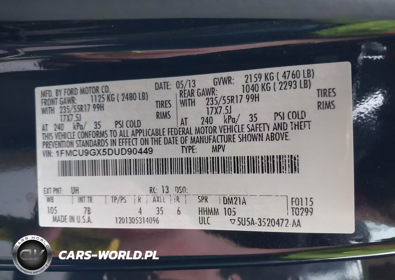 2013 Ford Escape Se VIN:1FMCU9GX5DUD90449 - 9