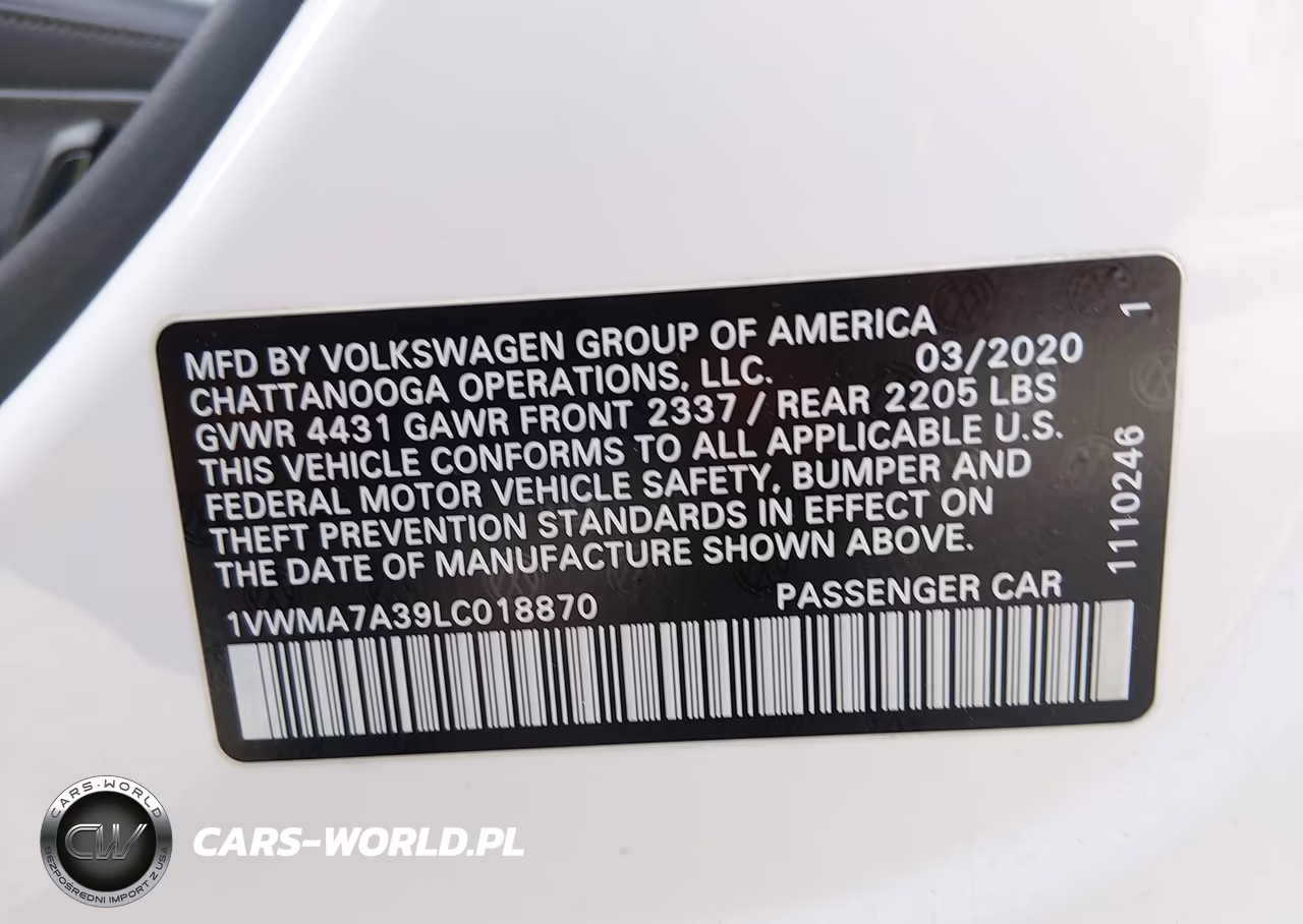 2020 Volkswagen Passat 2.0T R-Line VIN:1VWMA7A39LC018870 - 9