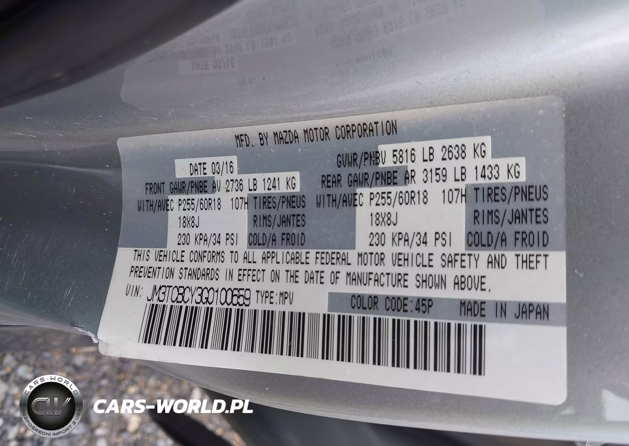 2016 Mazda Cx-9 Touring VIN:JM3TCBCY3G0100659 - 9
