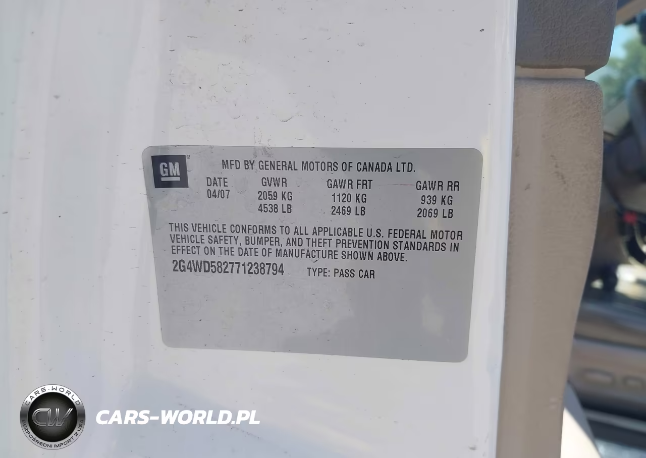 2007 Buick Lacrosse Cxl VIN:2G4WD582771238794 - 9