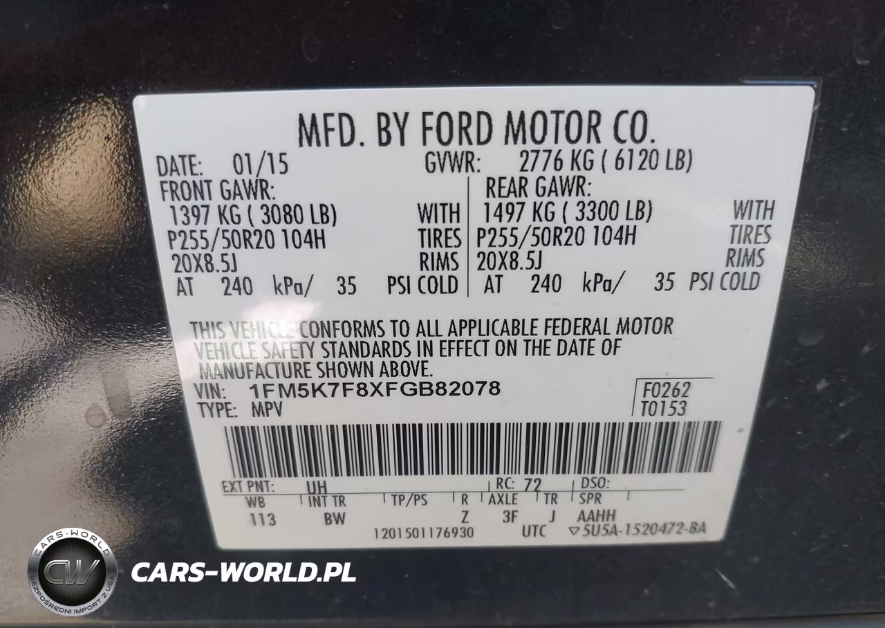 2015 Ford Explorer Limited VIN:1FM5K7F8XFGB82078 - 9