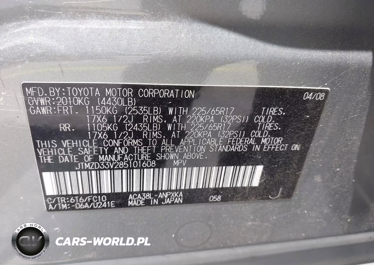 2008 Toyota Rav4 VIN:JTMZD33V285101608 - 9