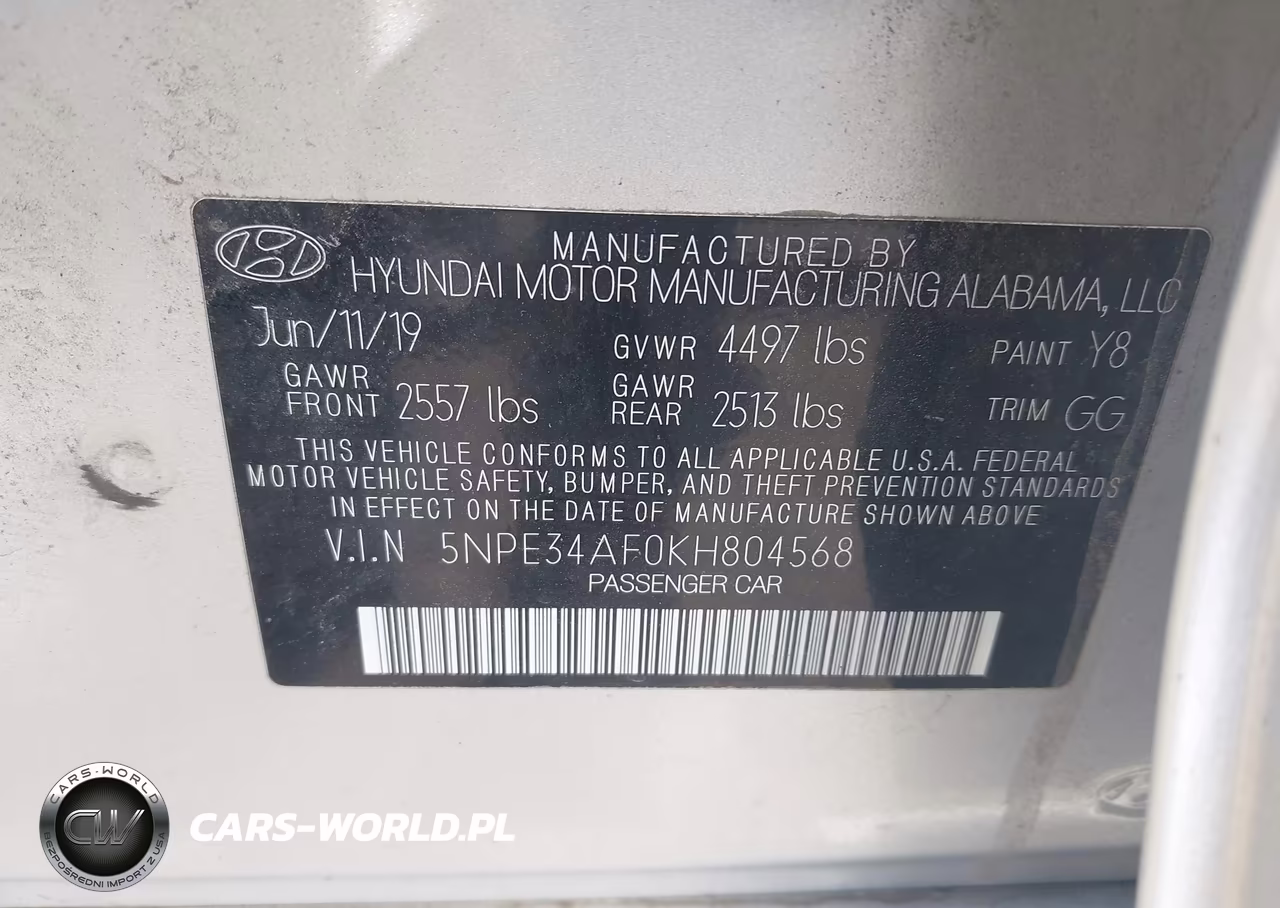 2019 Hyundai Sonata Sel VIN:5NPE34AF0KH804568 - 9