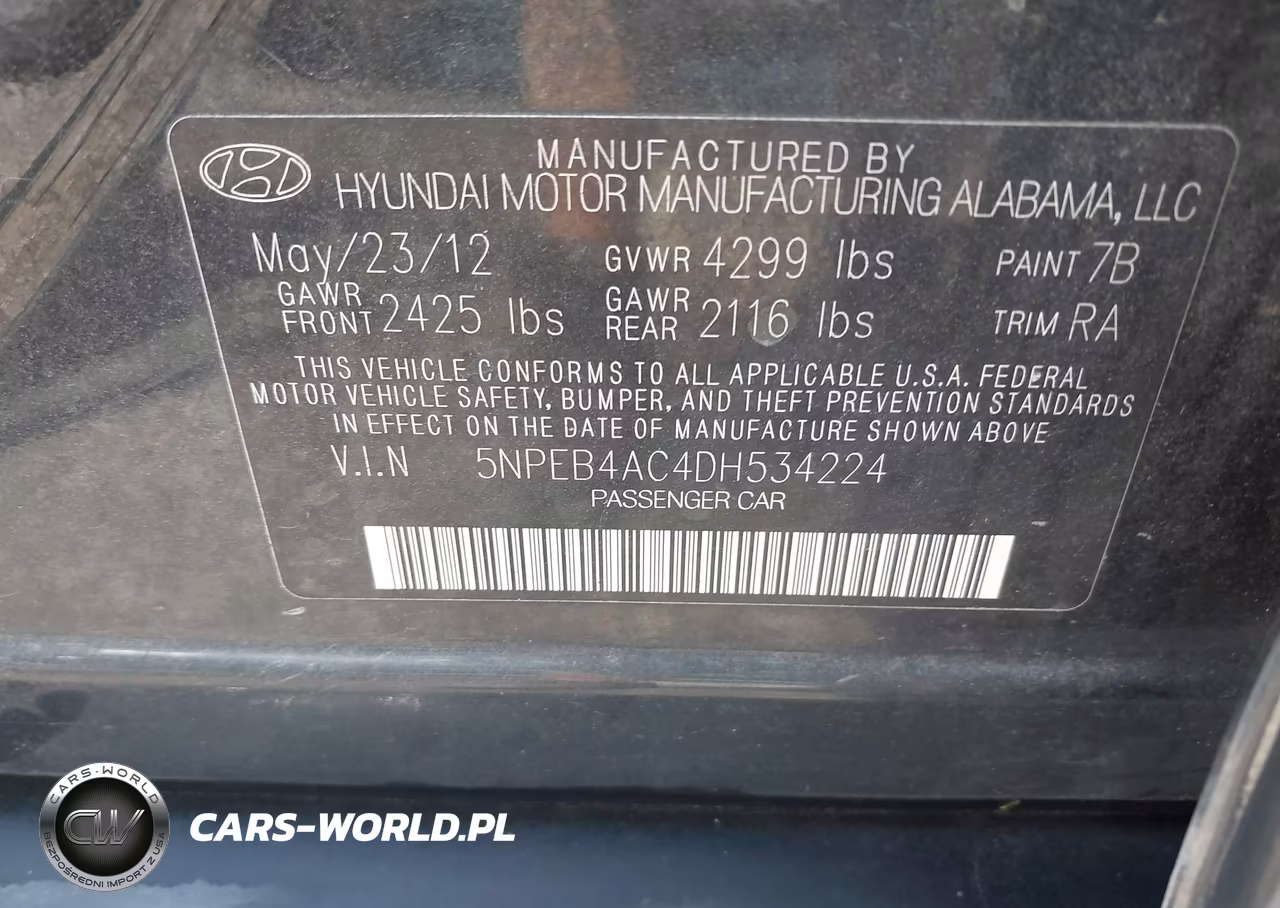 2013 Hyundai Sonata Gls VIN:5NPEB4AC4DH534224 - 9