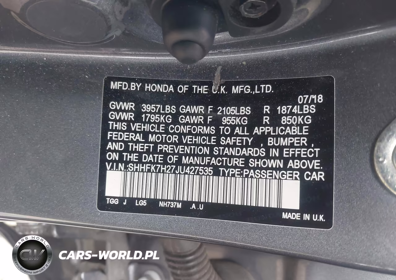 2018 Honda Civic Lx VIN:SHHFK7H27JU427535 - 9