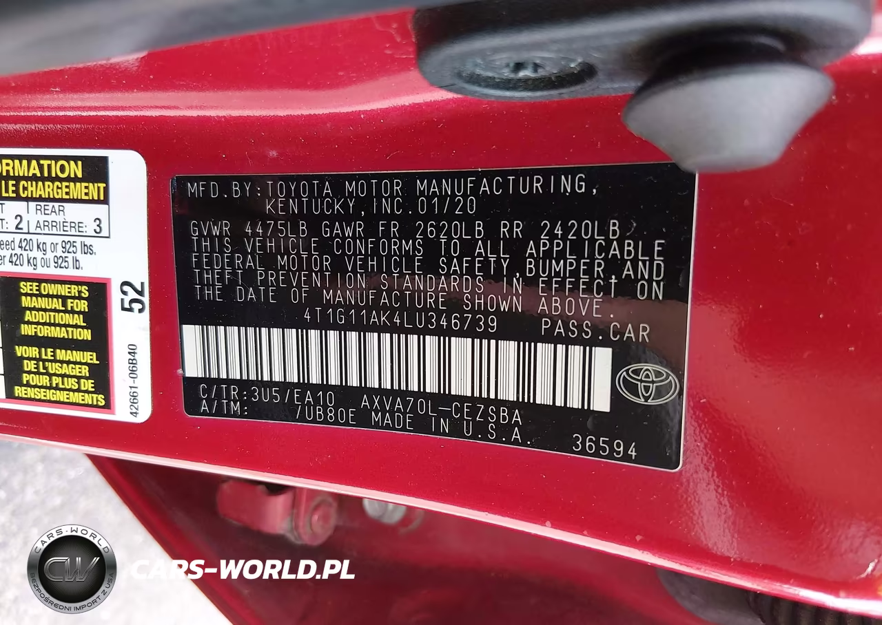 2020 Toyota Camry Se VIN:4T1G11AK4LU346739 - 9