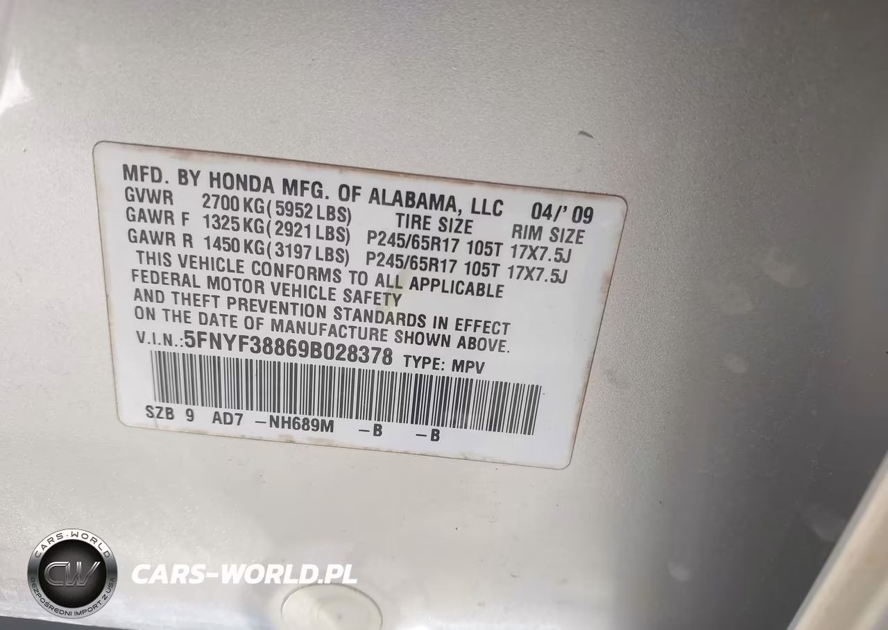 2009 Honda Pilot Touring VIN:5FNYF38869B028378 - 9