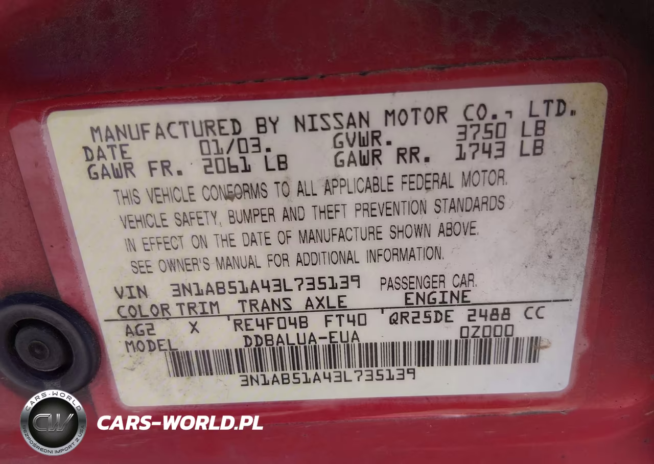 2003 Nissan Sentra Se-R VIN:3N1AB51A43L735139 - 9