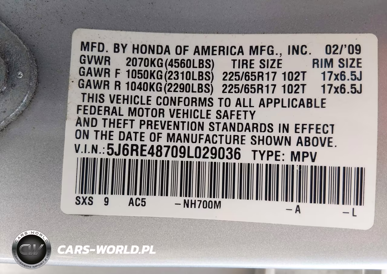 2009 Honda Cr-V Ex-L VIN:5J6RE48709L029036 - 9