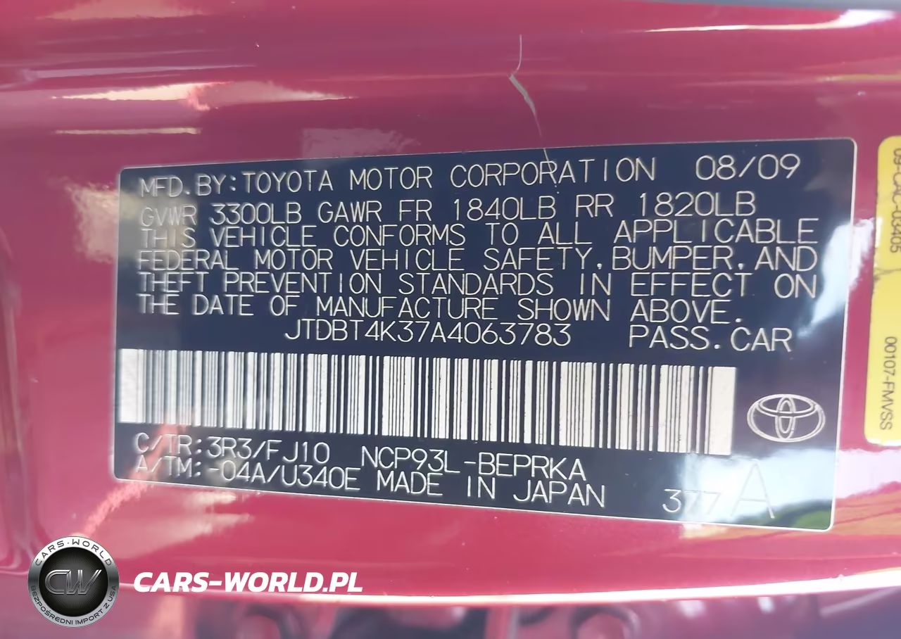 2010 Toyota Yaris VIN:JTDBT4K37A4063783 - 9