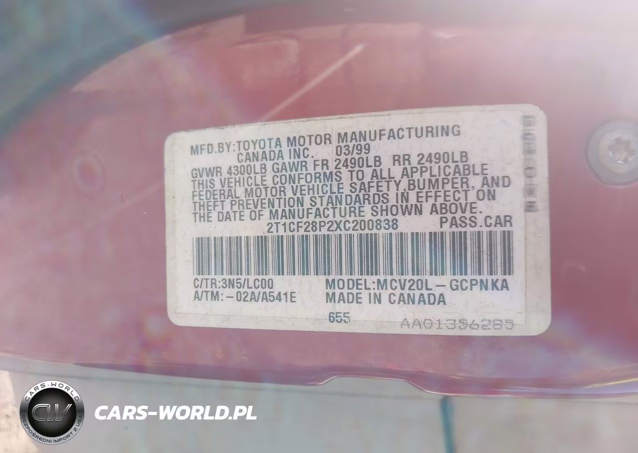 1999 Toyota Camry Solara Sle VIN:2T1CF28P2XC200838 - 9