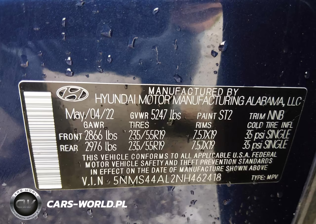 2022 Hyundai Santa Fe Limited VIN:5NMS44AL2NH462418 - 9