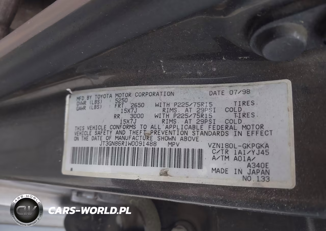 1998 Toyota 4Runner Sr5 V6 VIN:JT3GN86R1W0091488 - 9