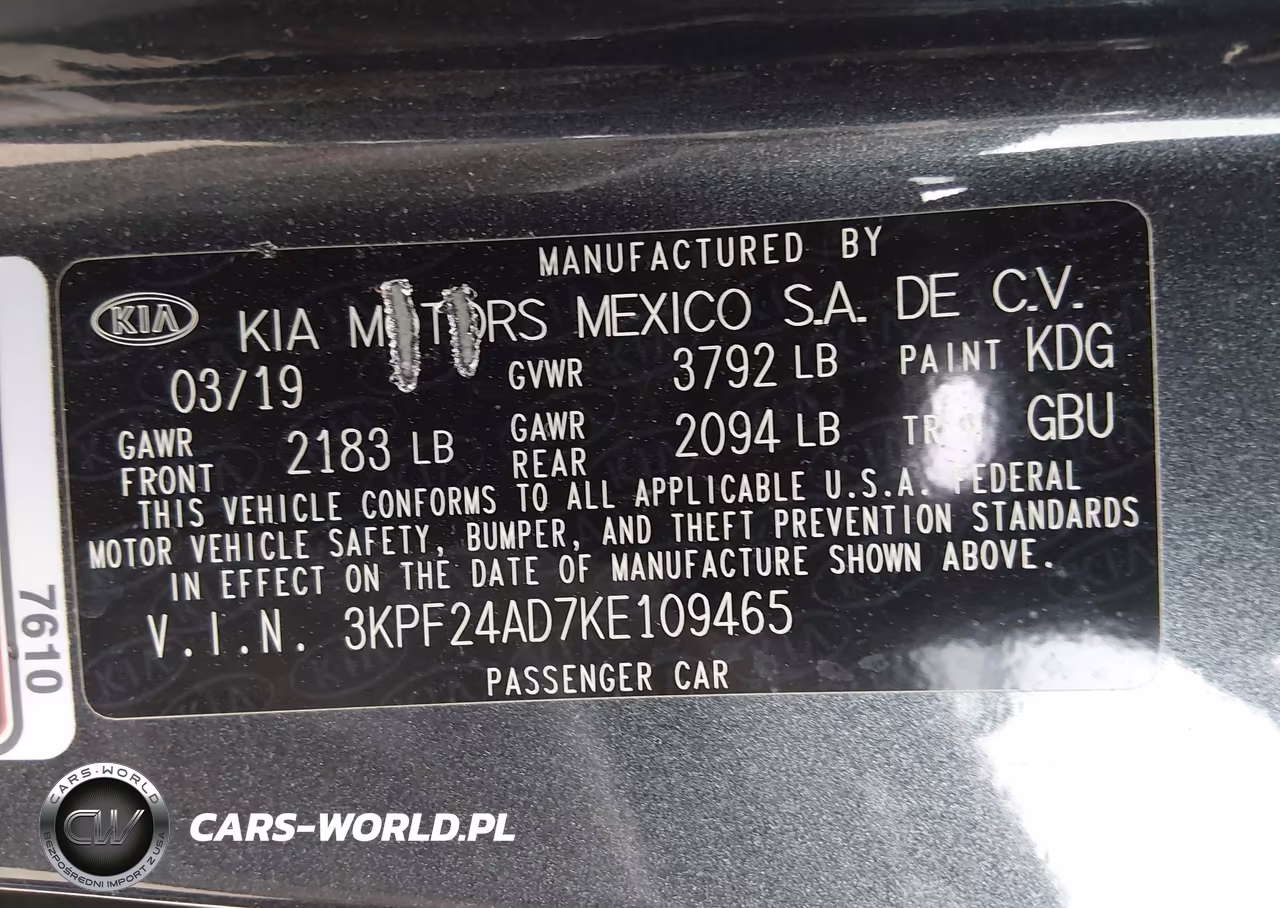 2019 Kia Forte Lxs VIN:3KPF24AD7KE109465 - 9