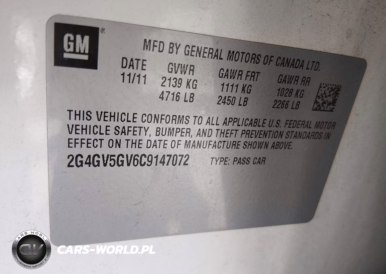 2012 Buick Regal Gs VIN:2G4GV5GV6C9147072 - 9