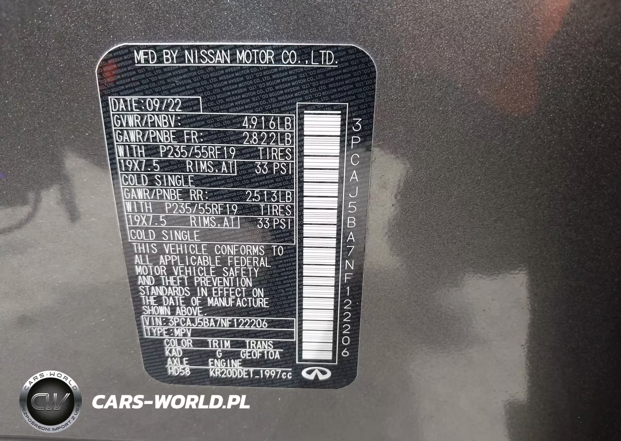 2022 Infiniti Qx50 Luxe VIN:3PCAJ5BA7NF122206 - 9