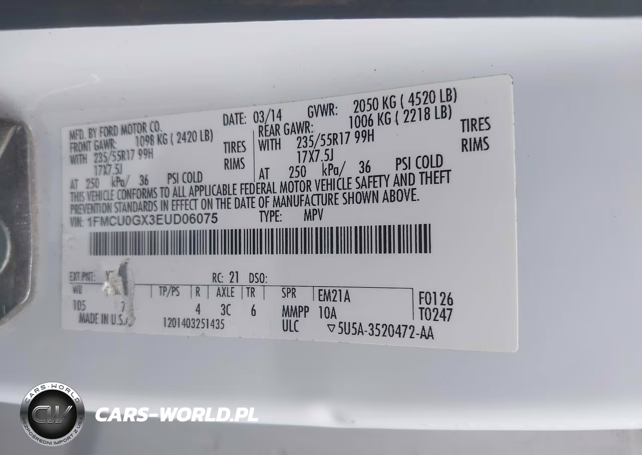 2014 Ford Escape Se VIN:1FMCU0GX3EUD06075 - 9