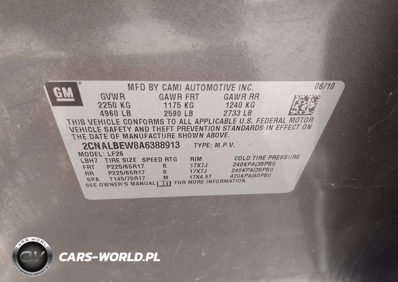 2010 Chevrolet Equinox Ls VIN:2CNALBEW8A6388913 - 9