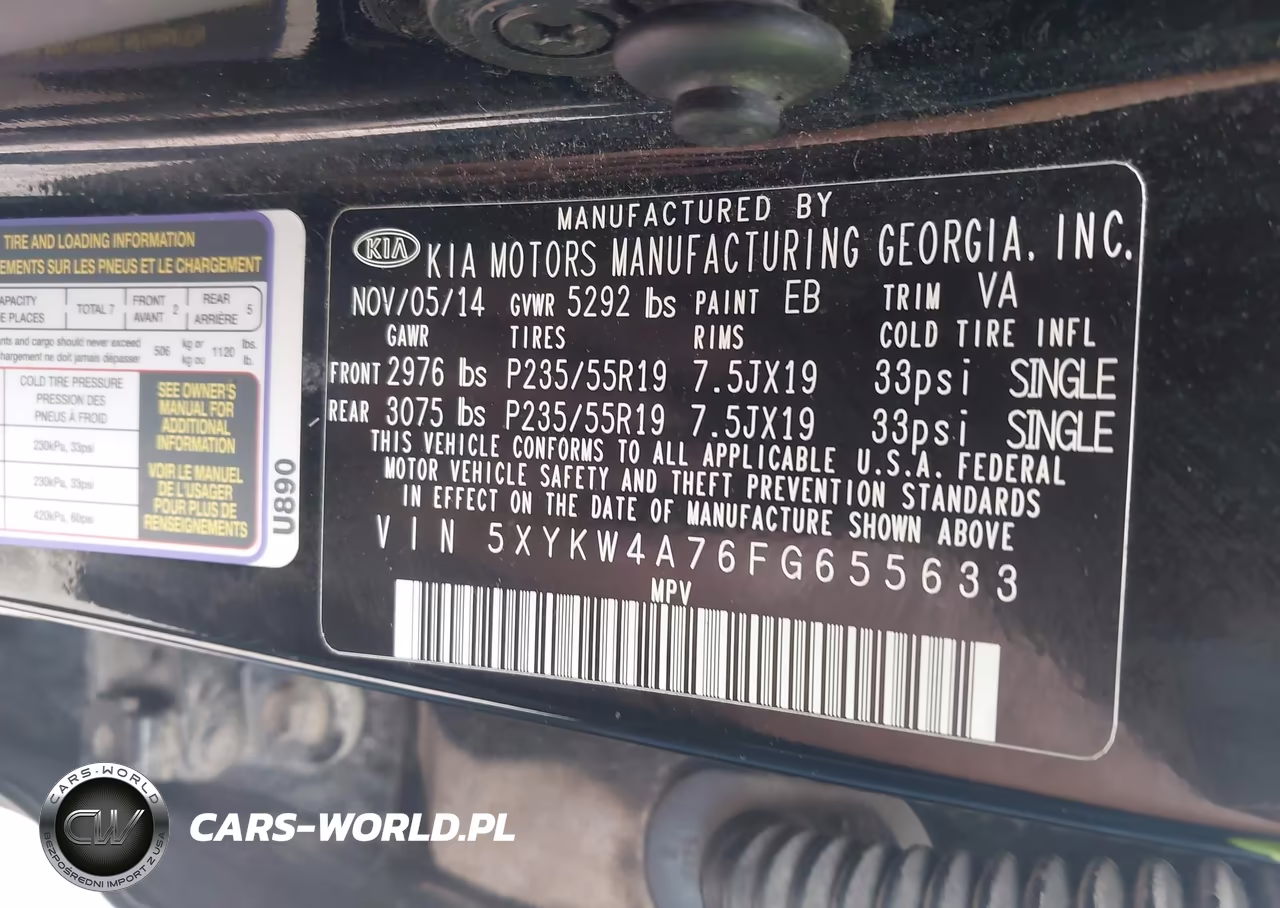 2015 Kia Sorento Limited V6 VIN:5XYKW4A76FG655633 - 9
