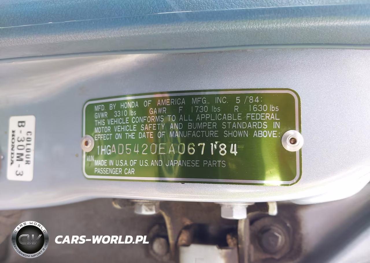 1984 Honda Accord 1800 VIN:1HGAD5420EA067184 - 9