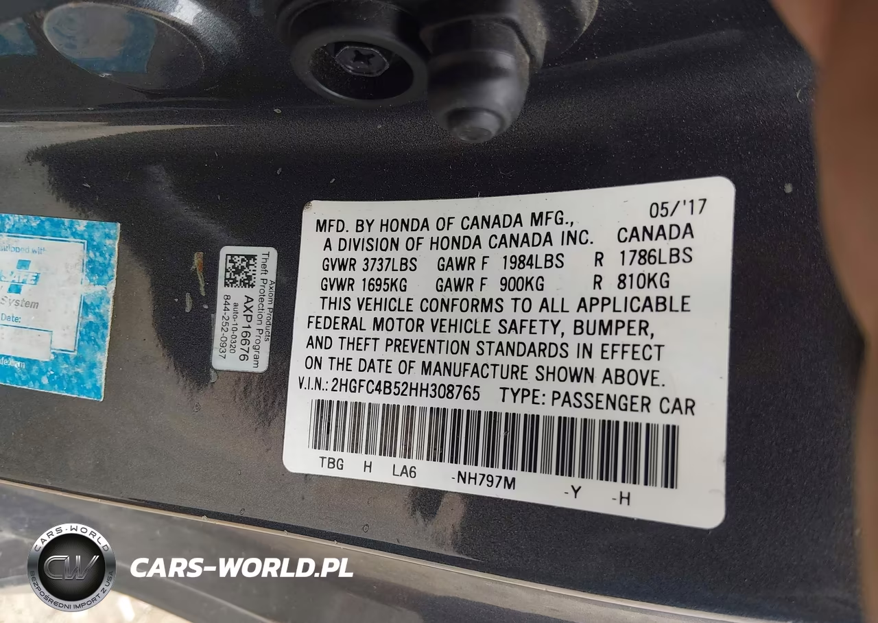 2017 Honda Civic Lx VIN:2HGFC4B52HH308765 - 9