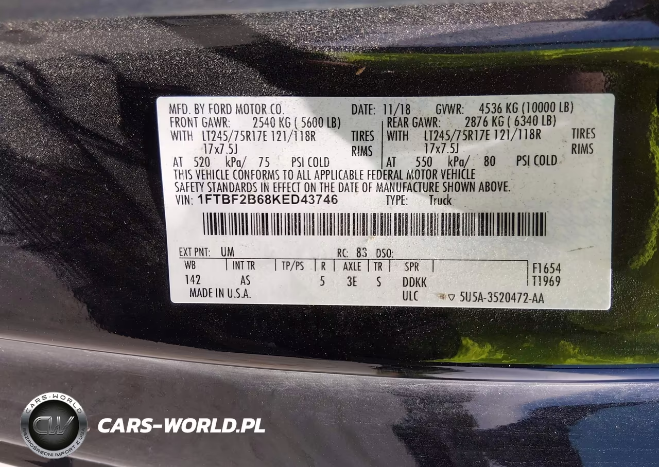2019 Ford F-250 Xl VIN:1FTBF2B68KED43746 - 9