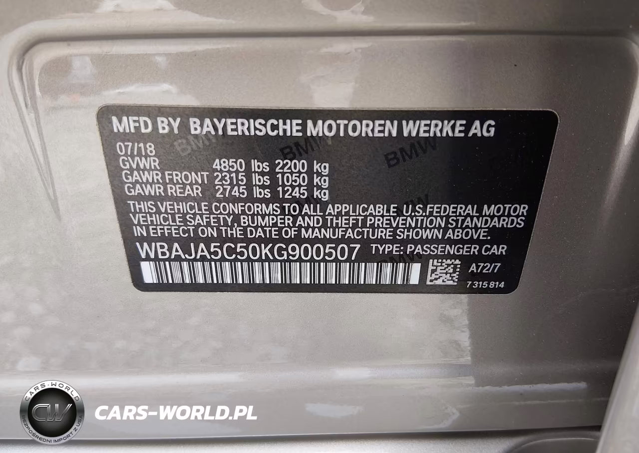 2019 BMW 530I VIN:WBAJA5C50KG900507 - 9