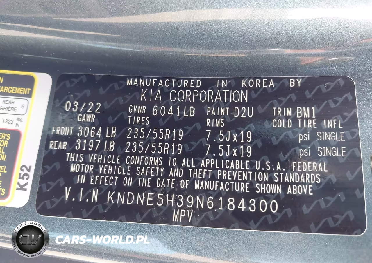 2022 Kia Carnival Mpv Sx VIN:KNDNE5H39N6184300 - 9