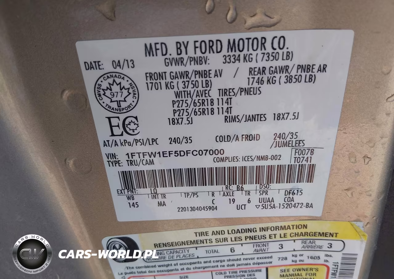 2013 Ford F-150 Xlt VIN:1FTFW1EF5DFC07000 - 9