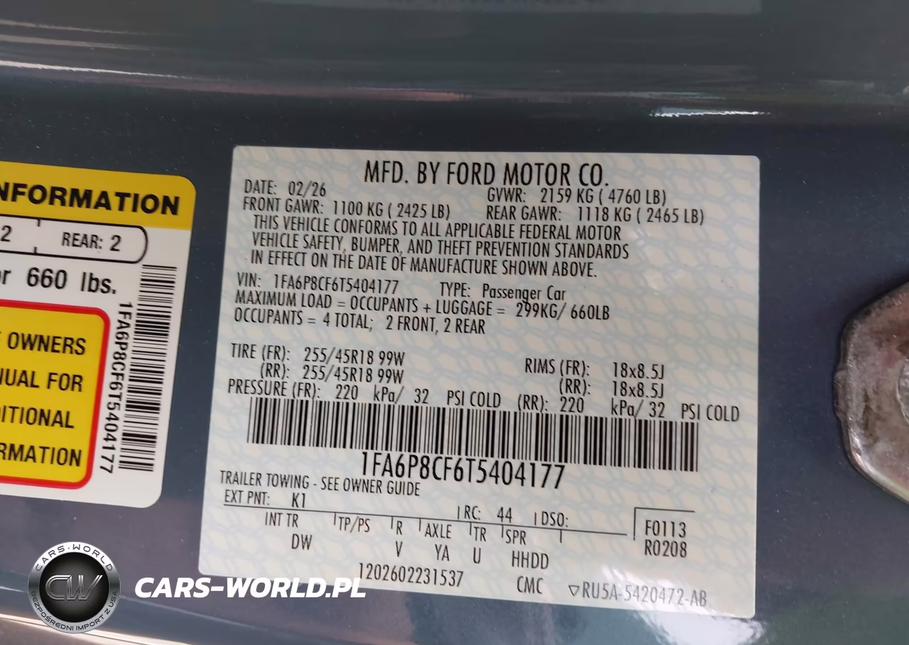 2026 Ford Mustang Gt Fastback VIN:1FA6P8CF6T5404177 - 9