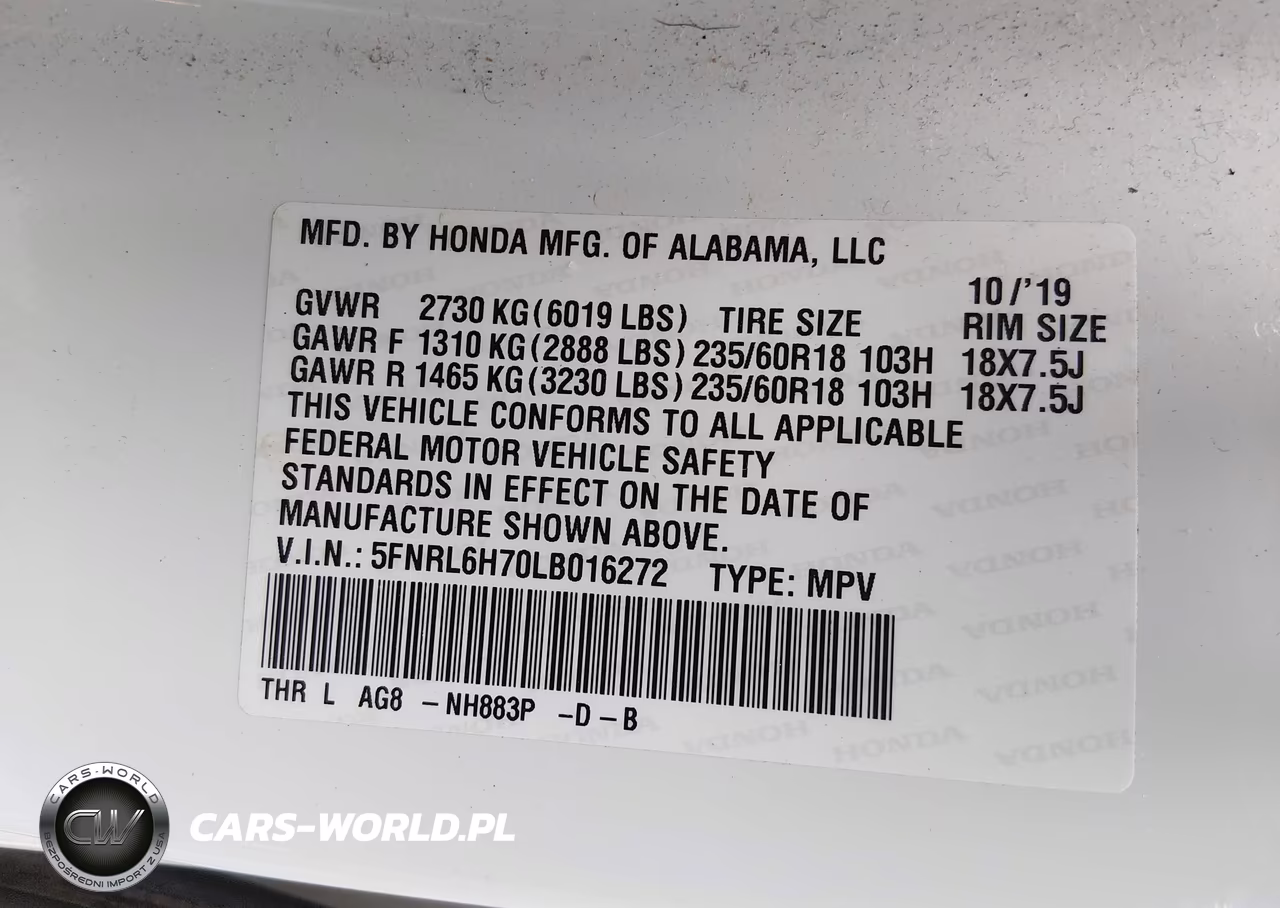 2020 Honda Odyssey Ex-L-Ex-L W-Navi Res VIN:5FNRL6H70LB016272 - 9