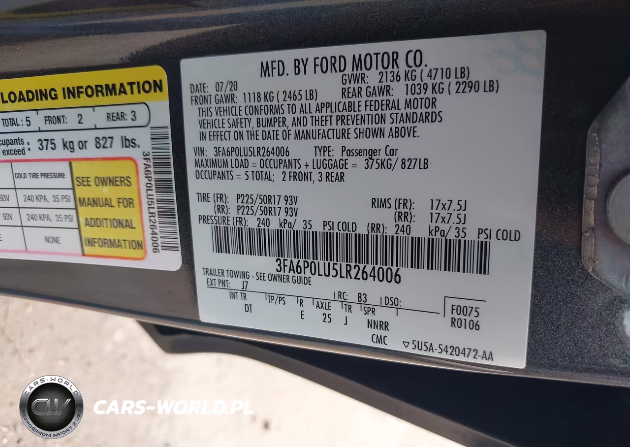 2020 Ford Fusion Hybrid Se VIN:3FA6P0LU5LR264006 - 9