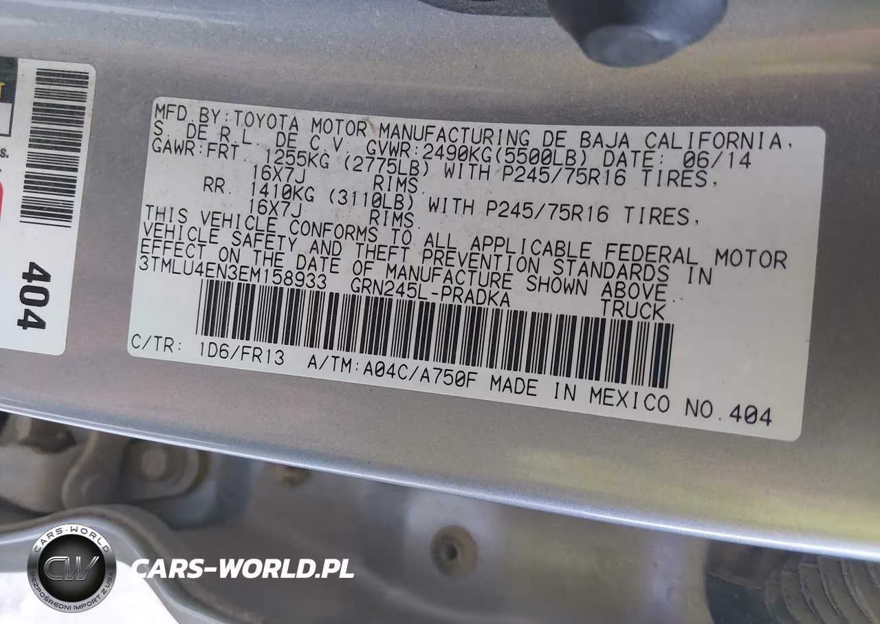 2014 Toyota Tacoma Base V6 VIN:3TMLU4EN3EM158933 - 9
