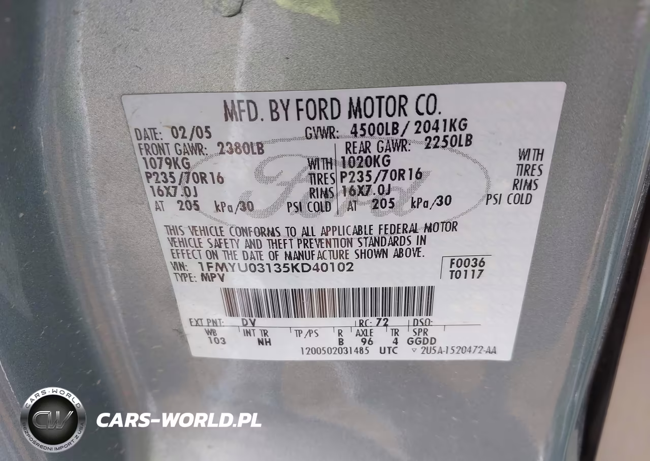 2005 Ford Escape Xlt VIN:1FMYU03135KD40102 - 9