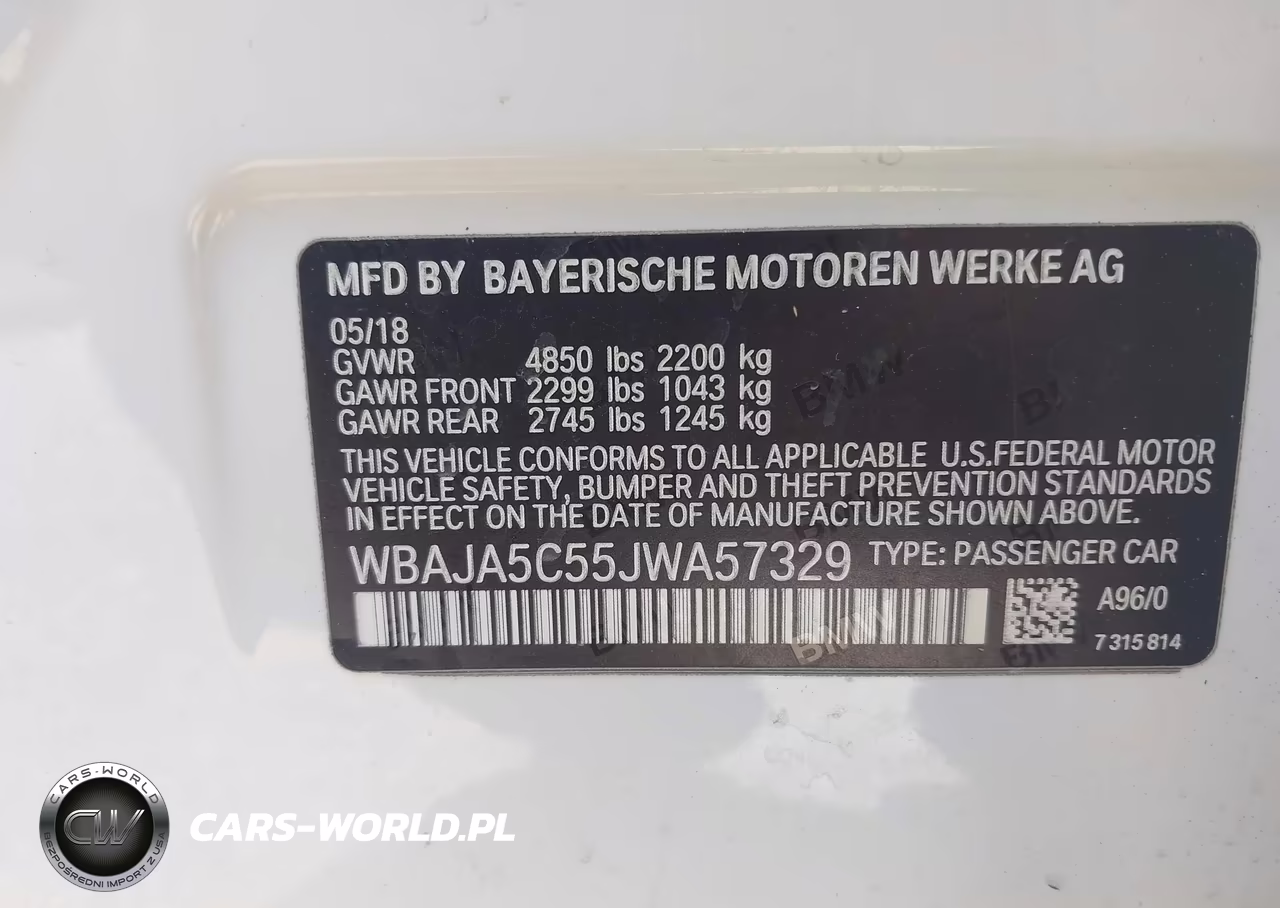 2018 BMW 530I VIN:WBAJA5C55JWA57329 - 9