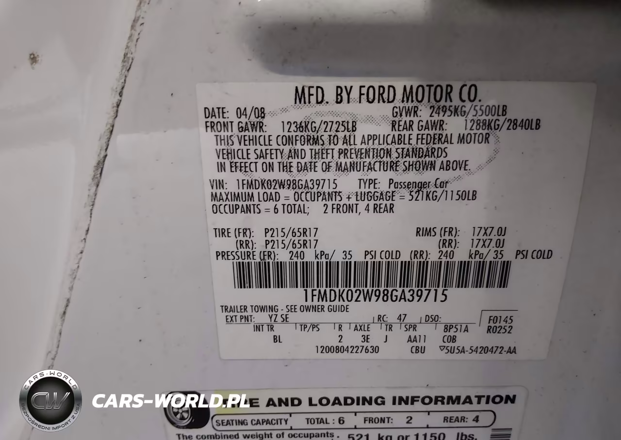 2008 Ford Taurus X Sel VIN:1FMDK02W98GA39715 - 9