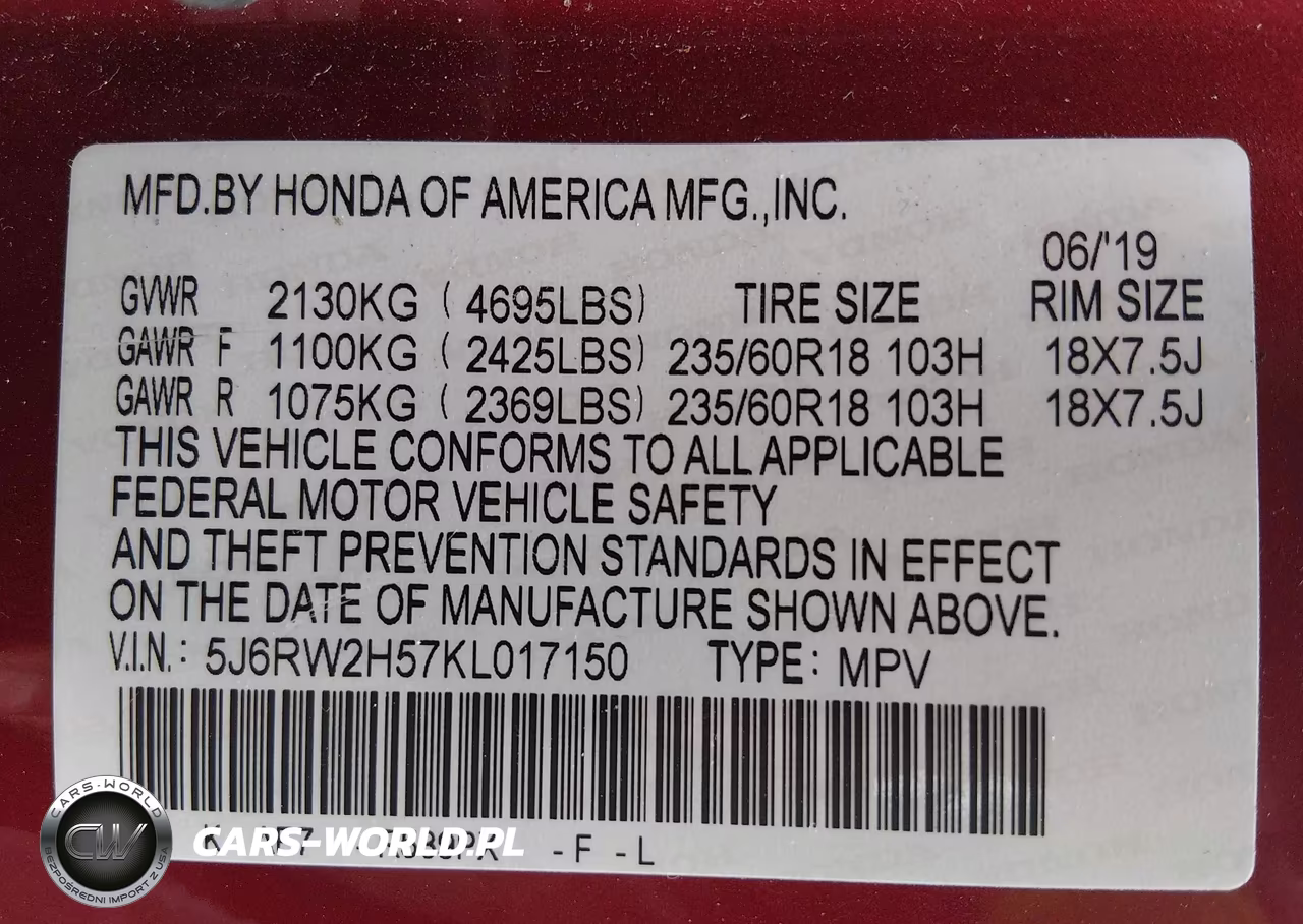 2019 Honda Cr-V Ex VIN:5J6RW2H57KL017150 - 9