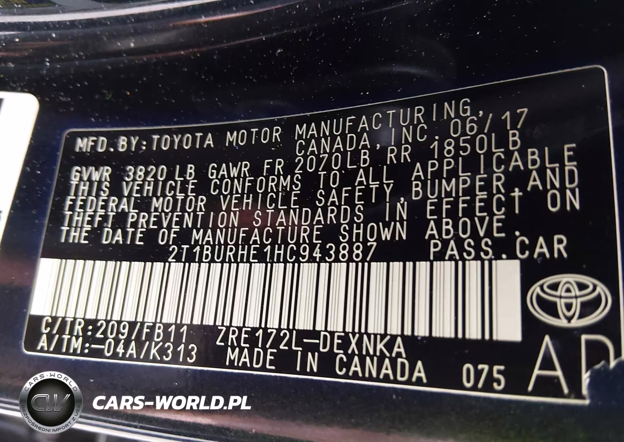 2017 Toyota Corolla Le VIN:2T1BURHE1HC943887 - 9