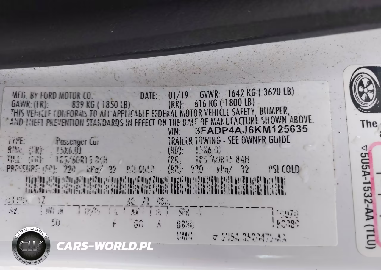 2019 Ford Fiesta S VIN:3FADP4AJ6KM125635 - 9