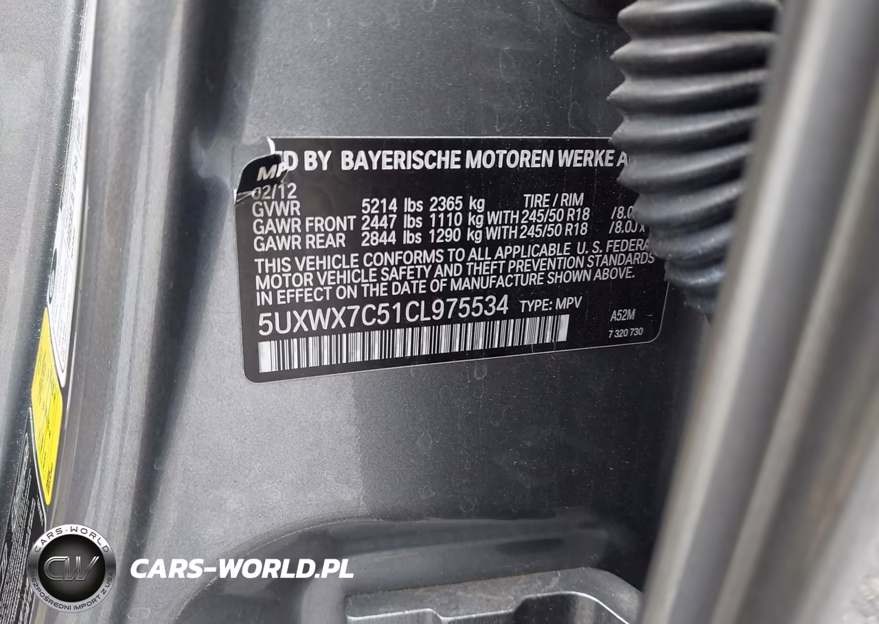 2012 BMW X3 xDrive35I VIN:5UXWX7C51CL975534 - 9