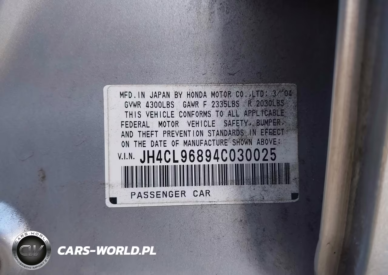 2004 Acura Tsx VIN:JH4CL96894C030025 - 9