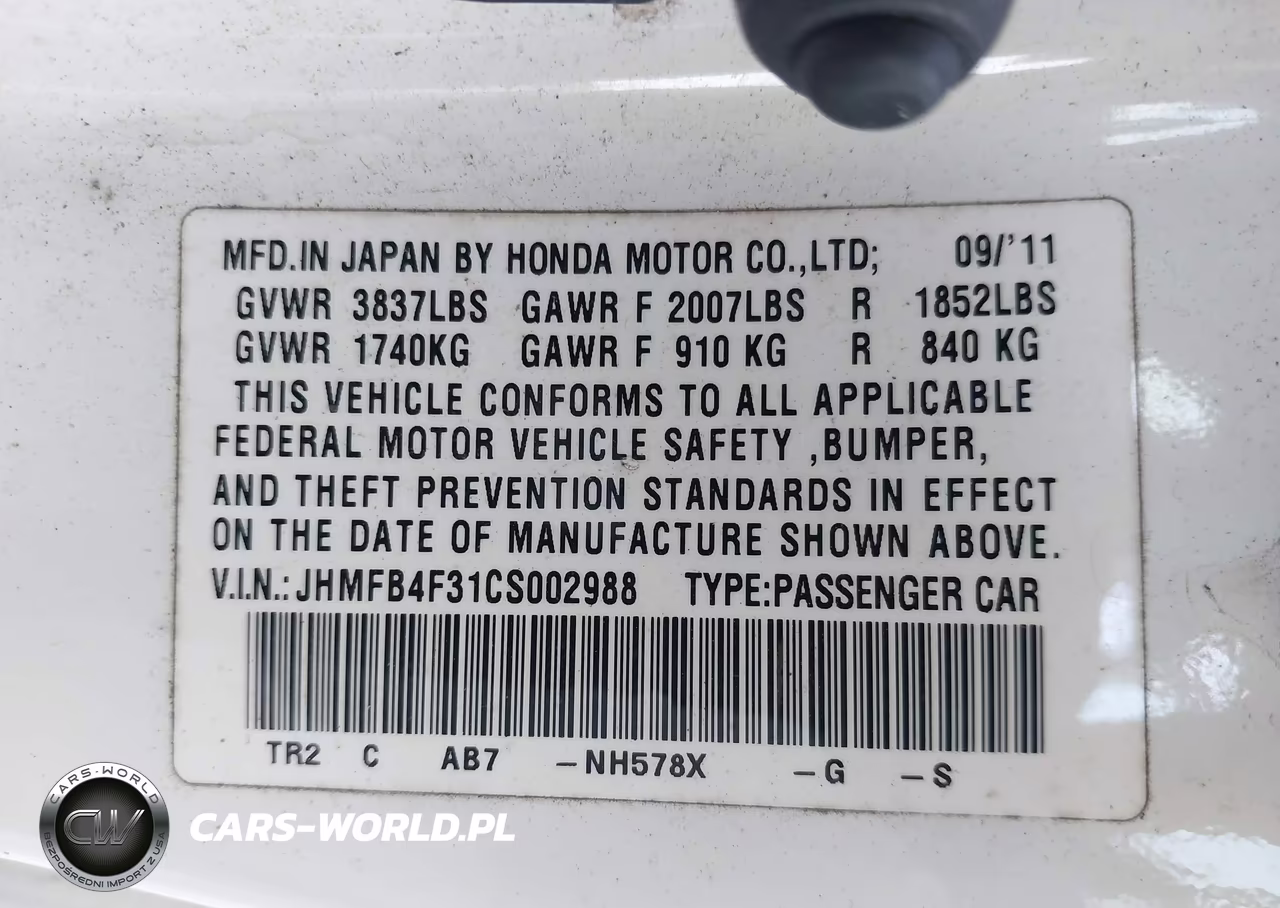 2012 Honda Civic Hybrid VIN:JHMFB4F31CS002988 - 9