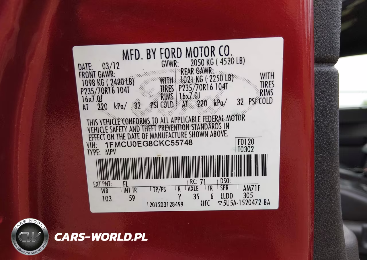 2012 Ford Escape Limited VIN:1FMCU0EG8CKC55748 - 9