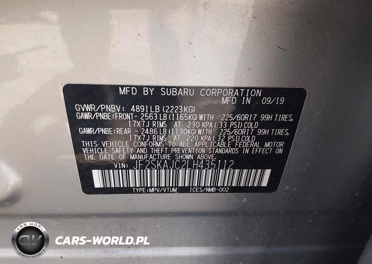 2020 Subaru Forester Premium VIN:JF2SKAJC2LH435112 - 9