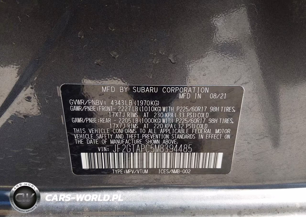 2021 Subaru Crosstrek Premium VIN:JF2GTAPC5M8394485 - 9