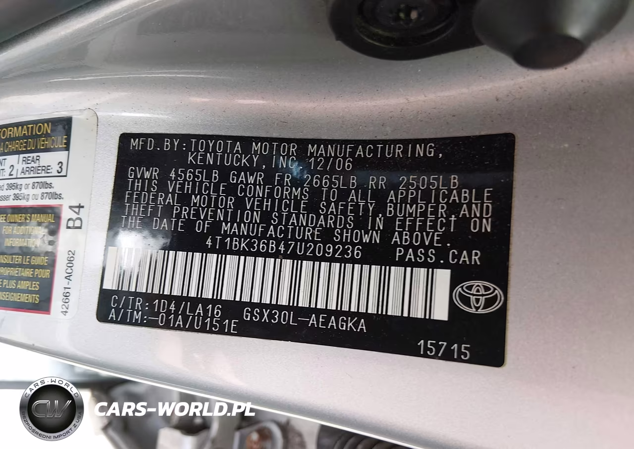2007 Toyota Avalon Xls VIN:4T1BK36B47U209236 - 9