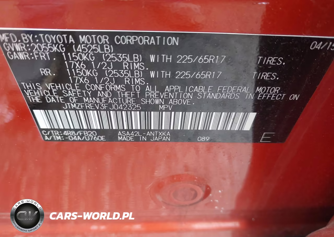 2015 Toyota Rav4 Le VIN:JTMZFREV3FJ042325 - 9