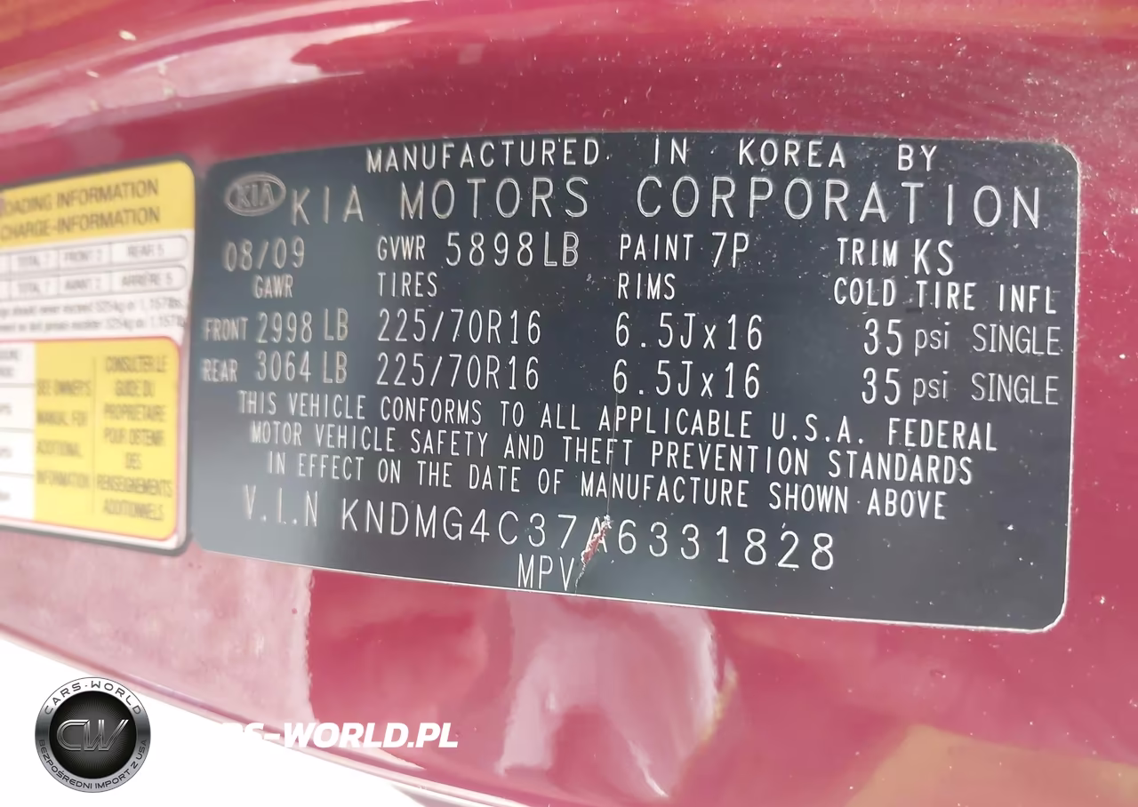 2010 Kia Sedona Lx VIN:KNDMG4C37A6331828 - 9